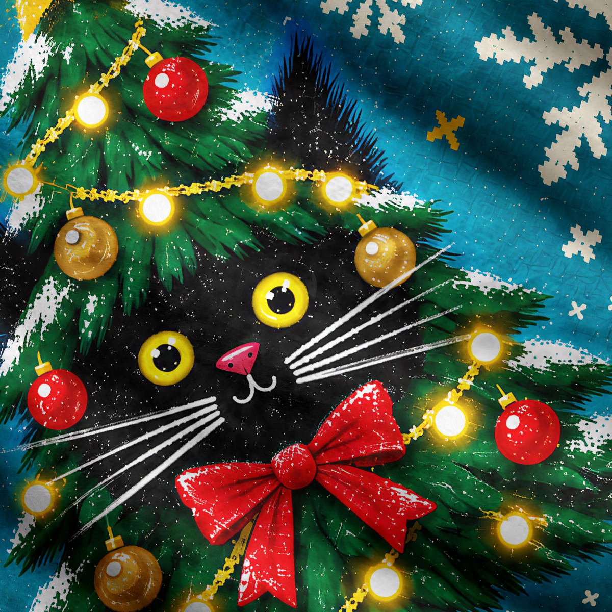 Purplehecate Meowy Catmas Christmas Tree Ugly Cardigan Sweaters