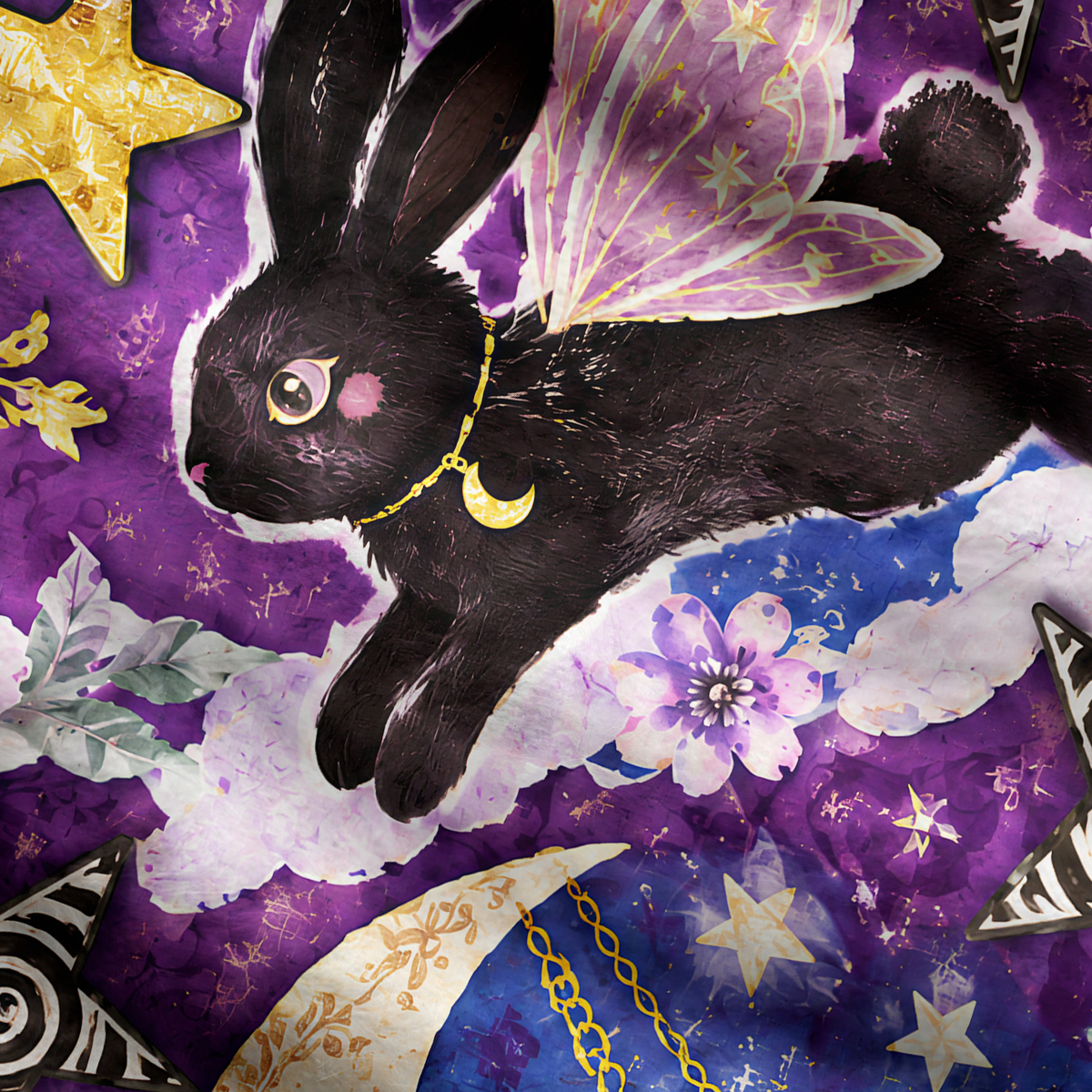 Purplehecate Enchanted Black Bunny Meditation Ugly Cardigan Sweaters