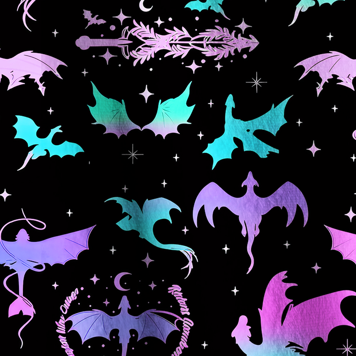 Purplehecate Neon Fantasy Dragon Allover Full Zip Fleece Jacket