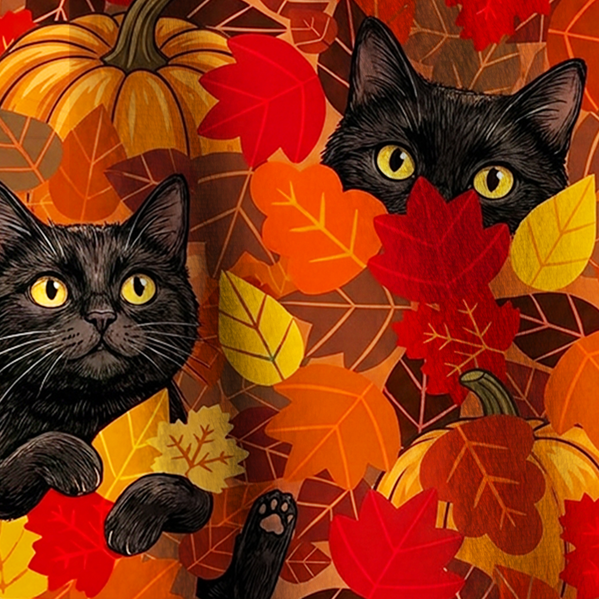 Purplehecate Autumn Pumpkin Patch Black Cat Full Zip Fleece Jacket