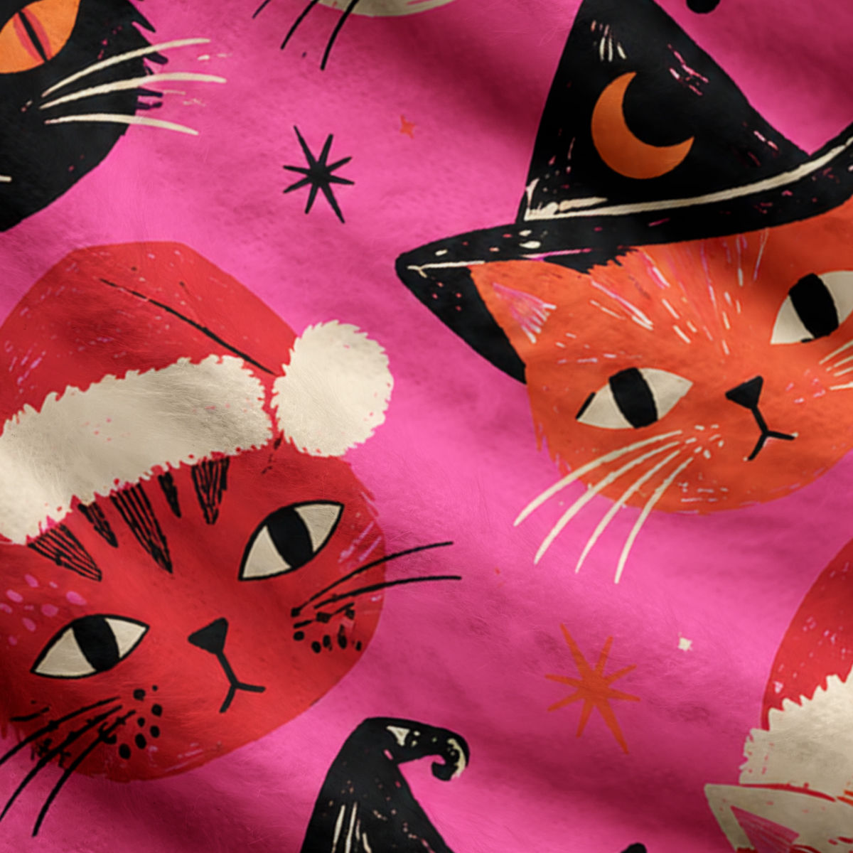 Purplehecate Witchy Christmas Cats Ugly Cardigan Sweaters