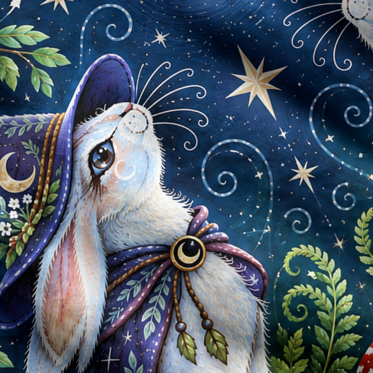 Purplehecate Enchanted Forest Wizard Bunny Ugly Cardigan Sweaters