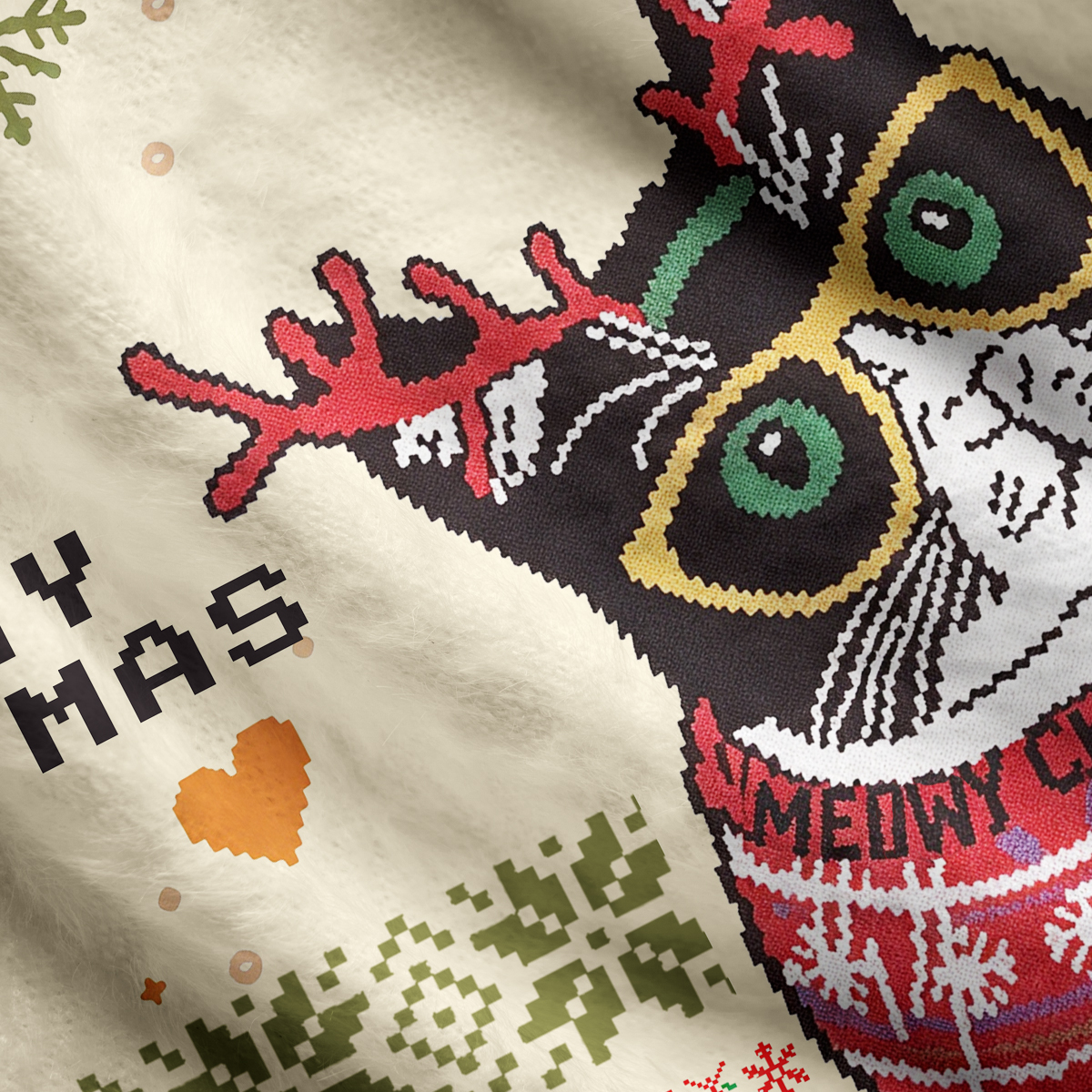 Purplehecate Meowy Christmas Symphony Ugly Cardigan Sweaters