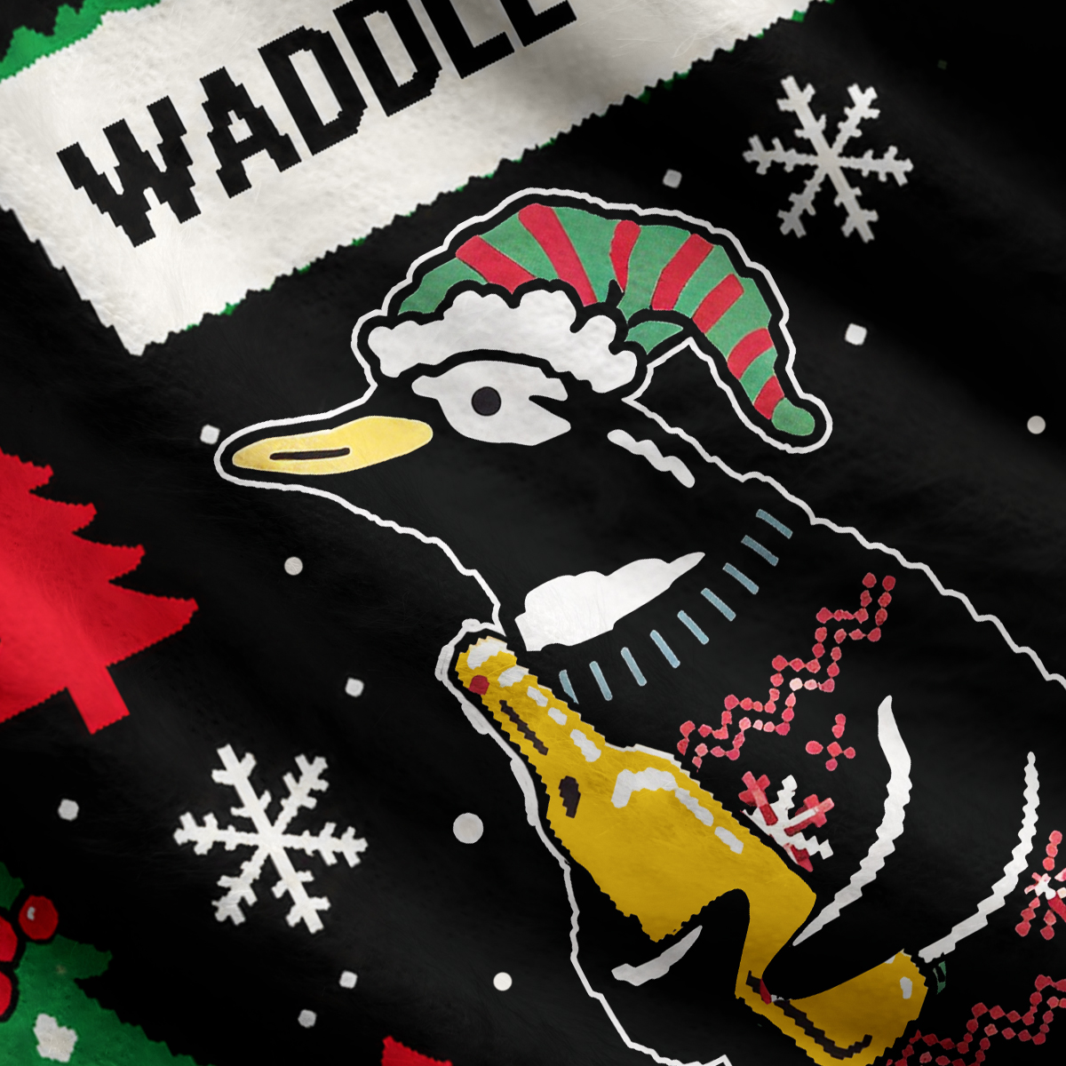 Purplehecate Tipsy Penguin Waddle Service Christmas Ugly Cardigan Sweaters