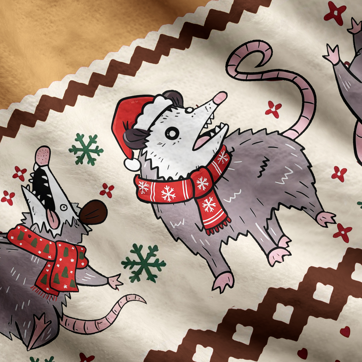 Purplehecate Funny Possum Sorry I Can't I'm Dead Christmas Ugly Cardigan Sweaters