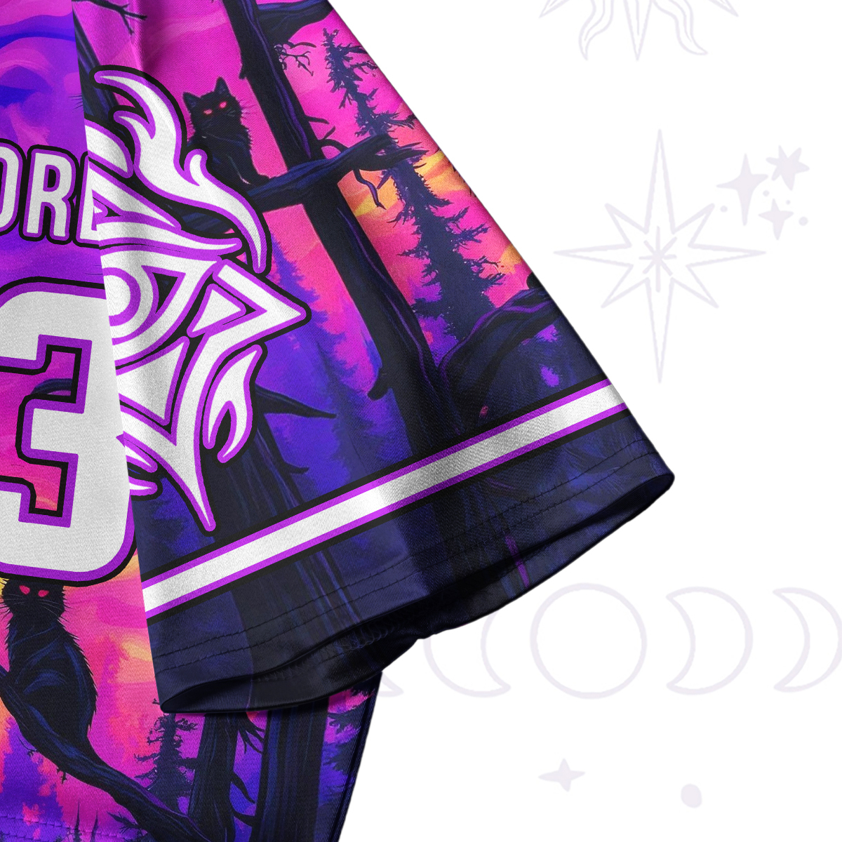 Purplehecate Twilight Forest Guardian Cat Crop Jersey Top