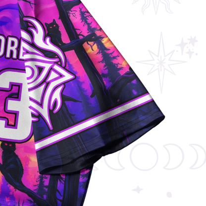 Purplehecate Twilight Forest Guardian Cat Crop Jersey Top