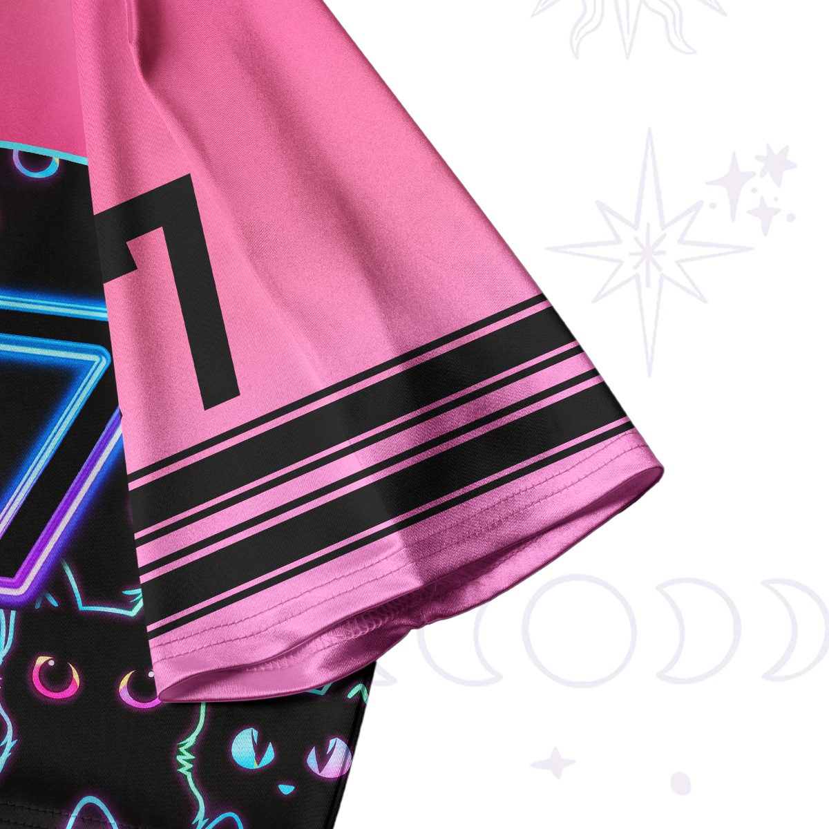 Purplehecate Neon Glow Stacked Cats Crop Jersey Top