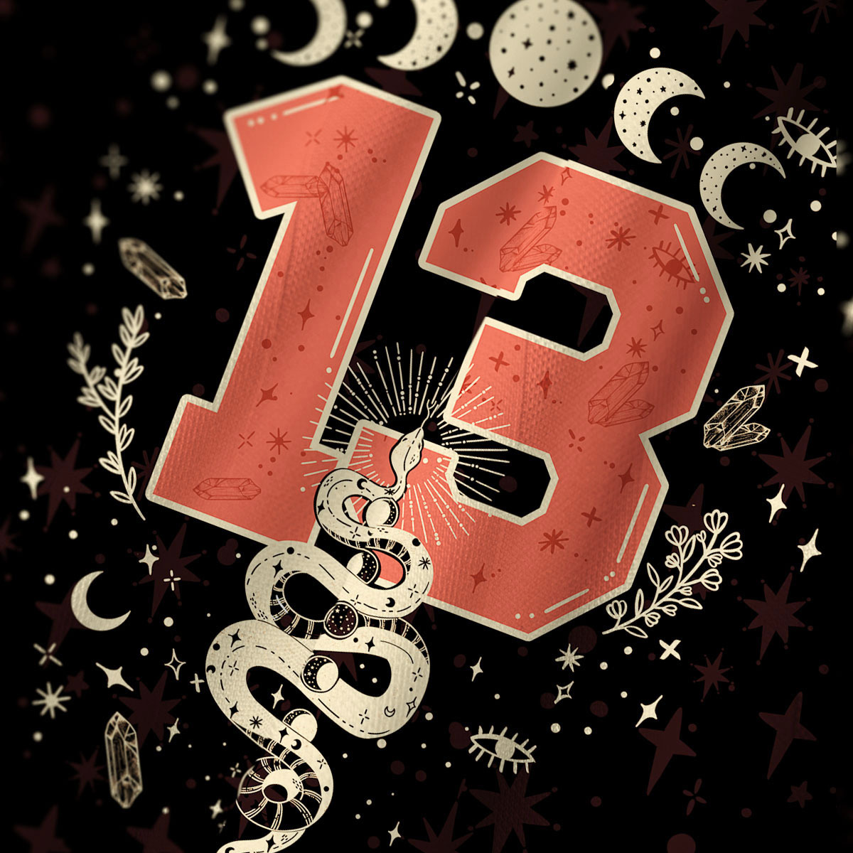 Purplehecate Mystical Moon Phases Snake Long Sleeve Jersey Shirt