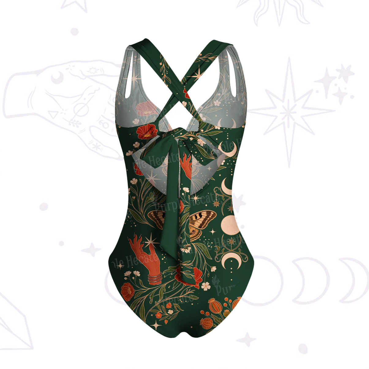 Purplehecate Death Moth Rebirth One-Piece Swimsuit