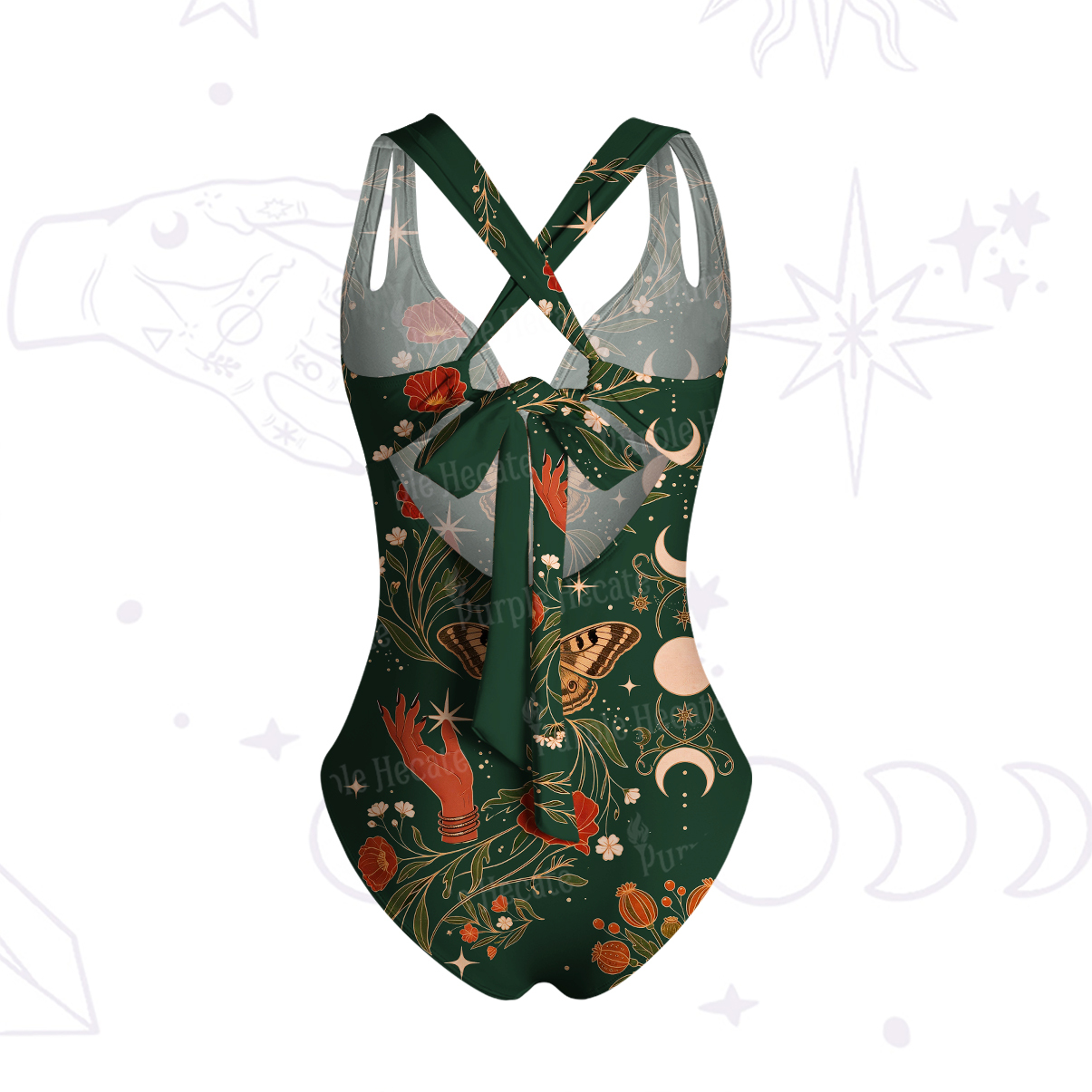 Purplehecate Death Moth Rebirth One-Piece Swimsuit