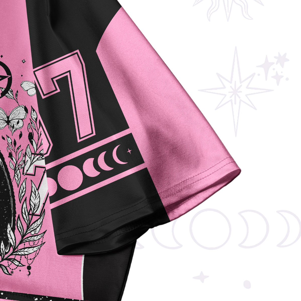 Purplehecate Gothic Black Cat Pentagram 07 Crop Jersey Top