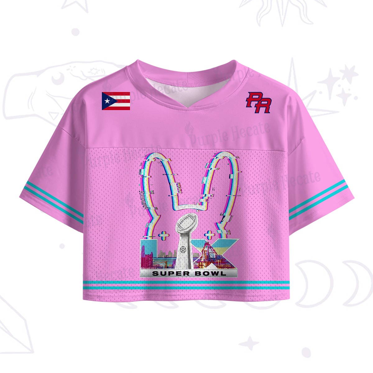 Purplehecate Neon Bunny Beats No.94 Crop Sports Jersey
