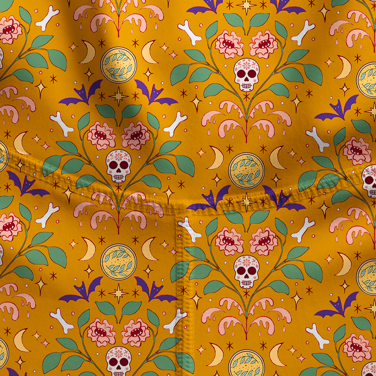 Purplehecate Gothic Floral Skeleton Yoga Pants