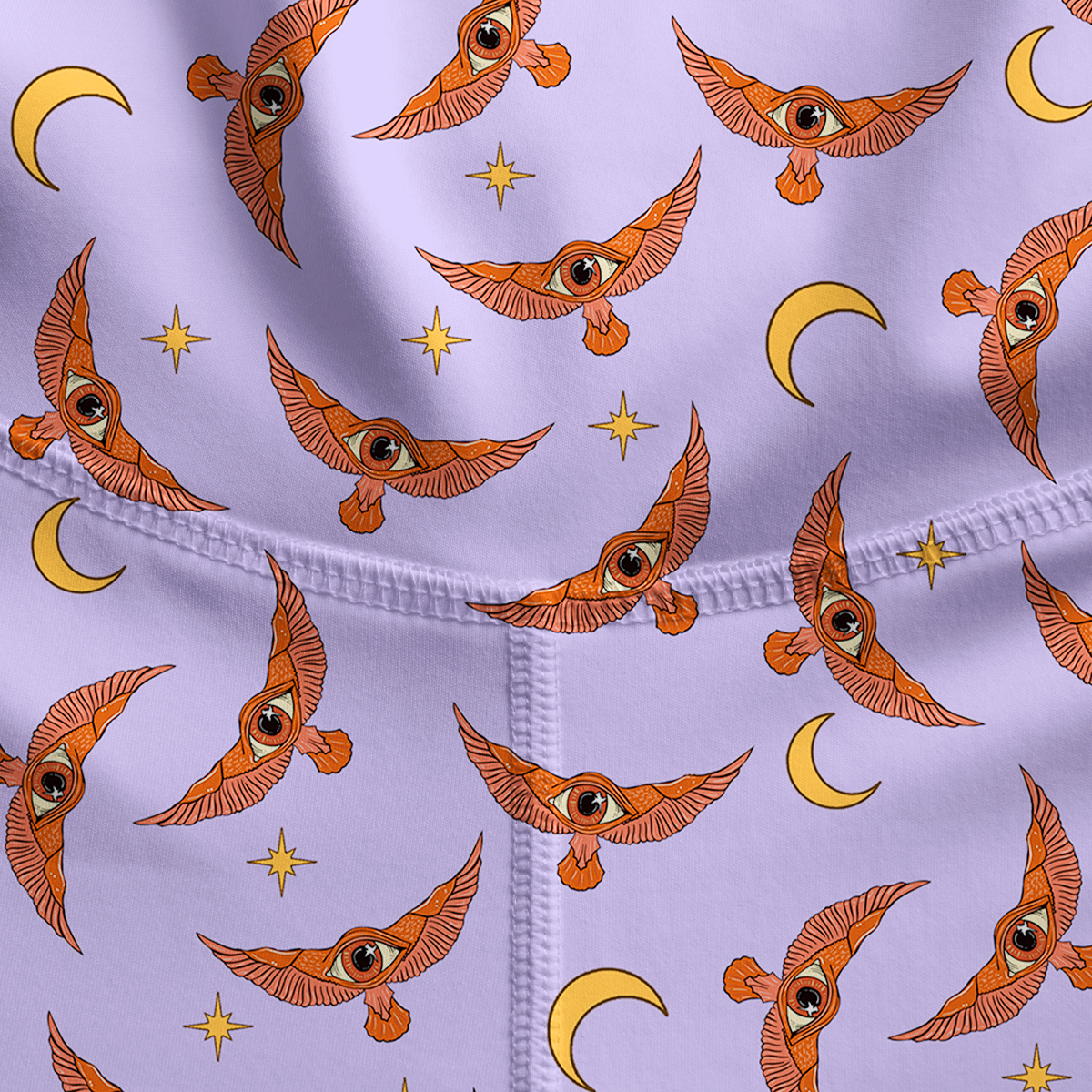 Purplehecate Moth and Moon Yoga Pants