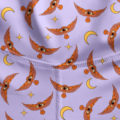 Purplehecate Moth and Moon Yoga Pants