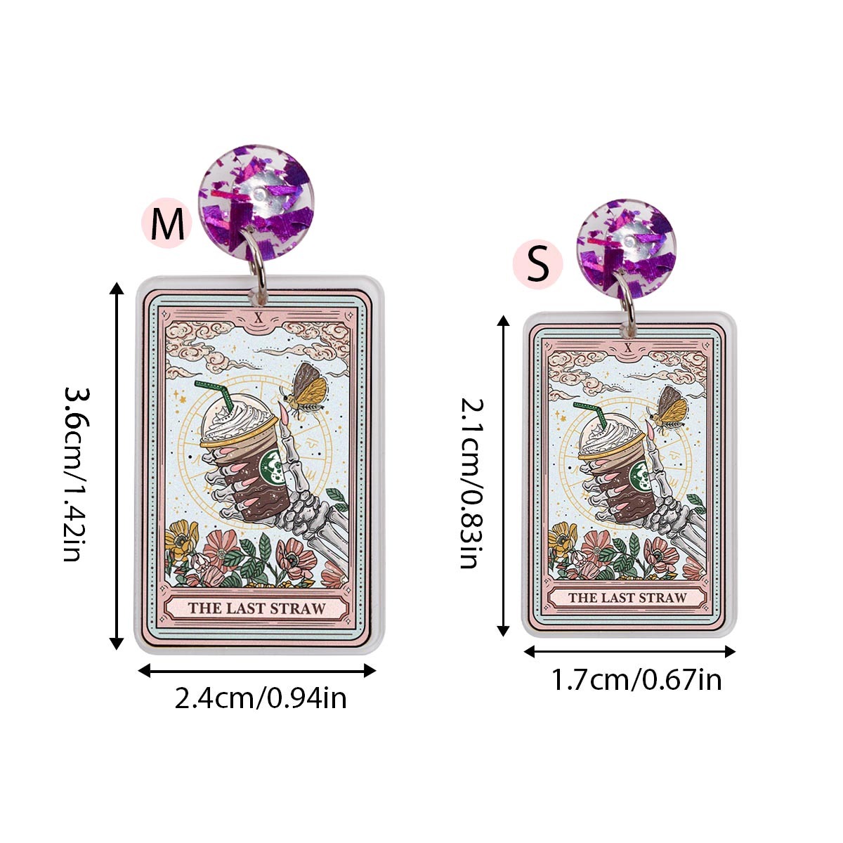 Purplehecate The Last Straw Tarot Acrylic Earrings