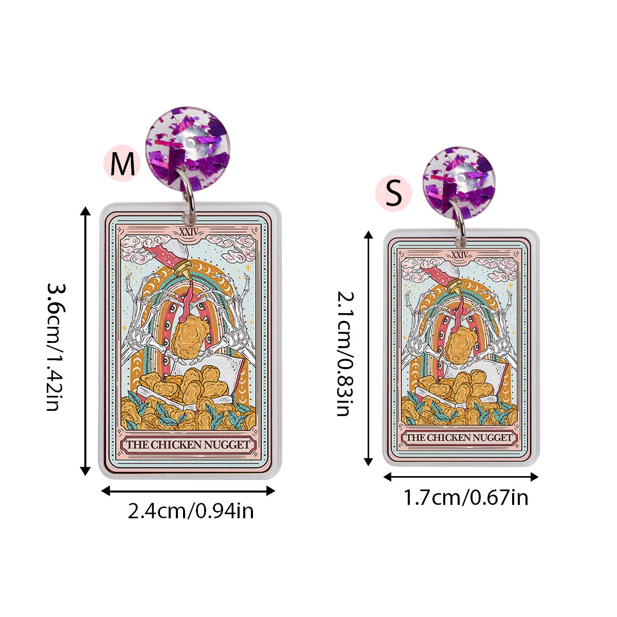 Purplehecate The Chicken Nugget Tarot Acrylic Earrings