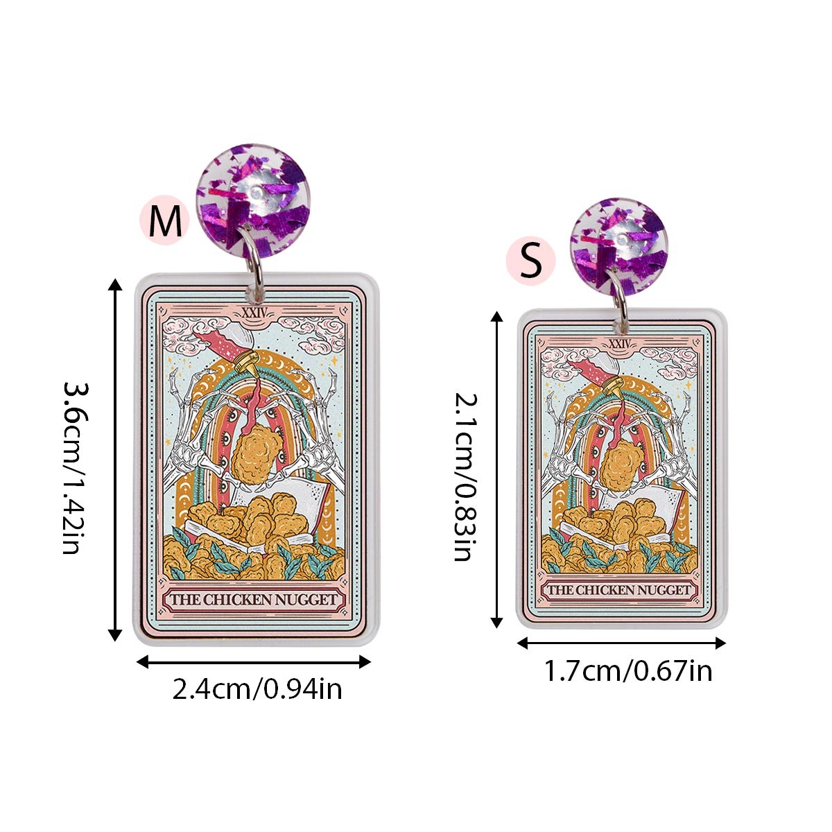 Purplehecate The Chicken Nugget Tarot Acrylic Earrings