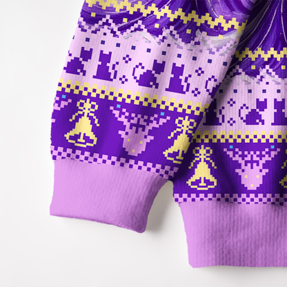 Purplehecate Celestial Butterfly Waves Fuzzy Ugly Christmas Sweatshirt