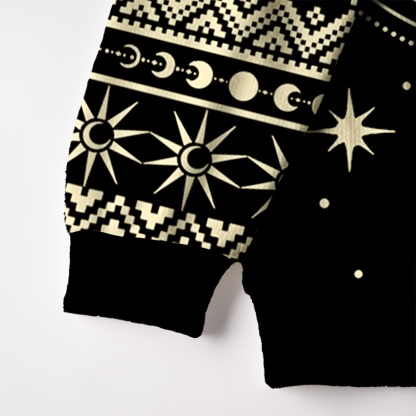 Purplehecate Celestial Sun and Moon Ugly Cardigan Sweaters