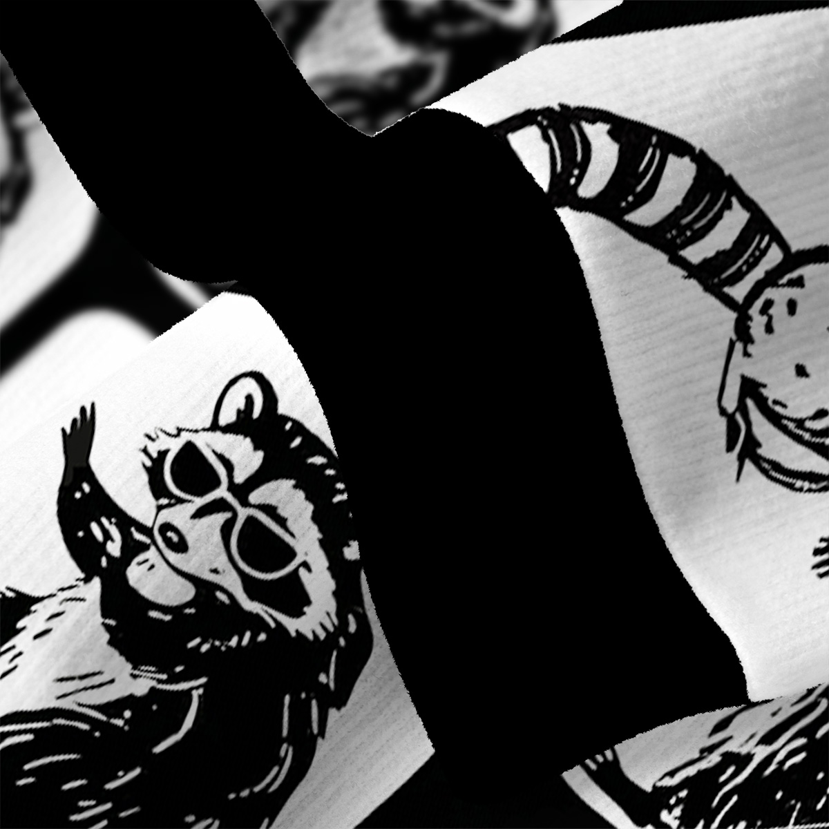 Purplehecate Midnight Bandits Raccoon and Opossum Ugly Cardigan Sweaters