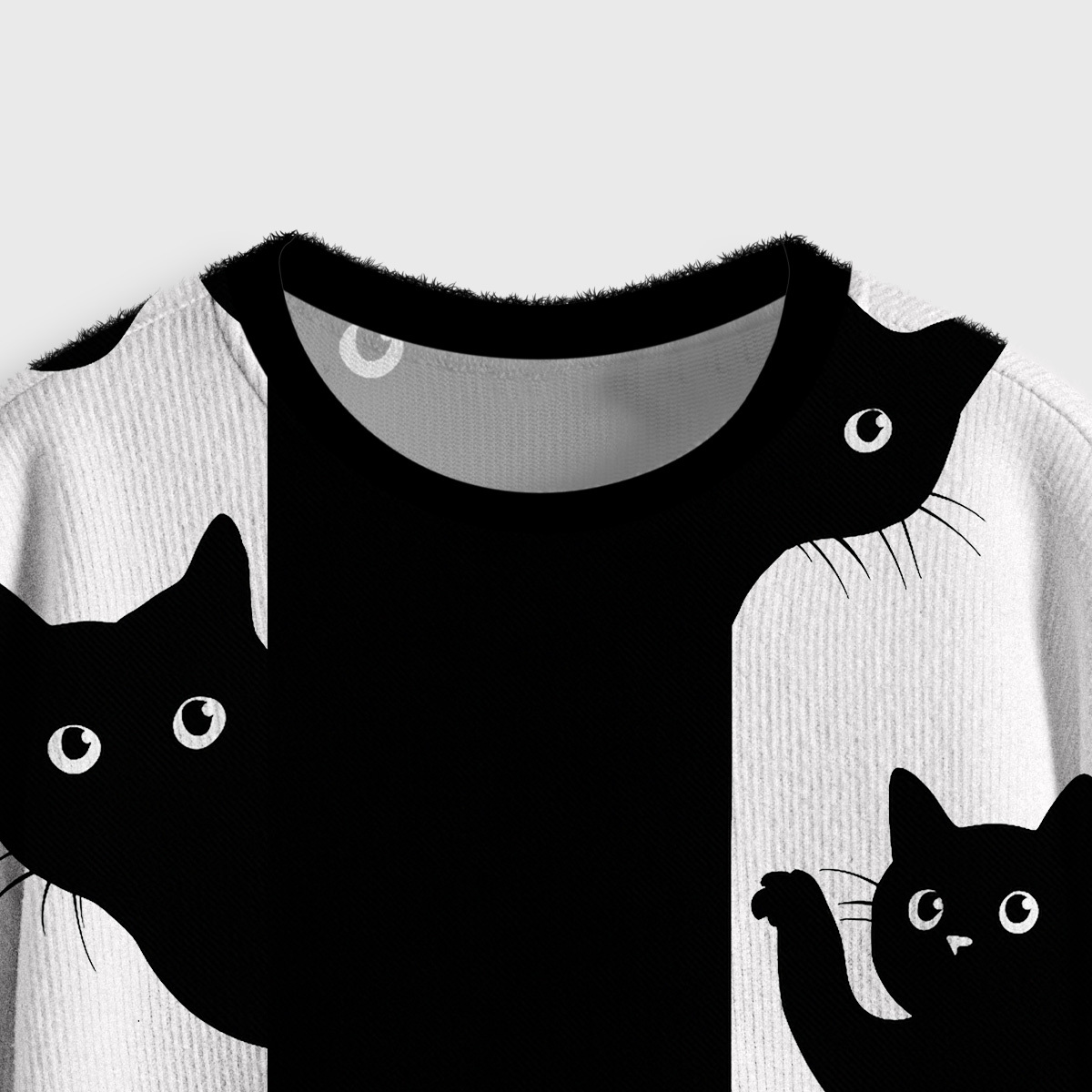 Purplehecate Peekaboo Cats Crop Fuzzy Ugly Sweatshirt