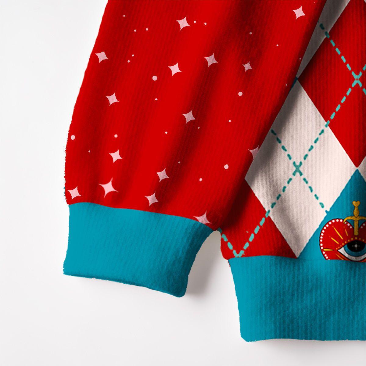 Purplehecate Queen of Hearts Fuzzy Ugly Christmas Sweatshirt