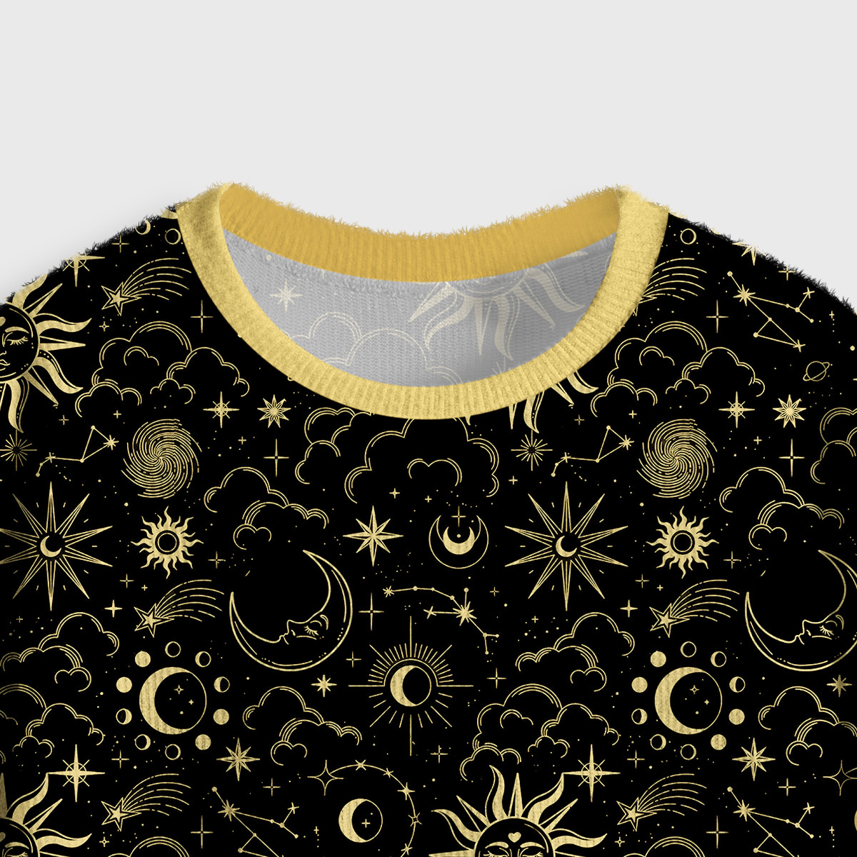 Purplehecate Mysterious Star & Moon Crop Fuzzy Ugly Sweatshirt