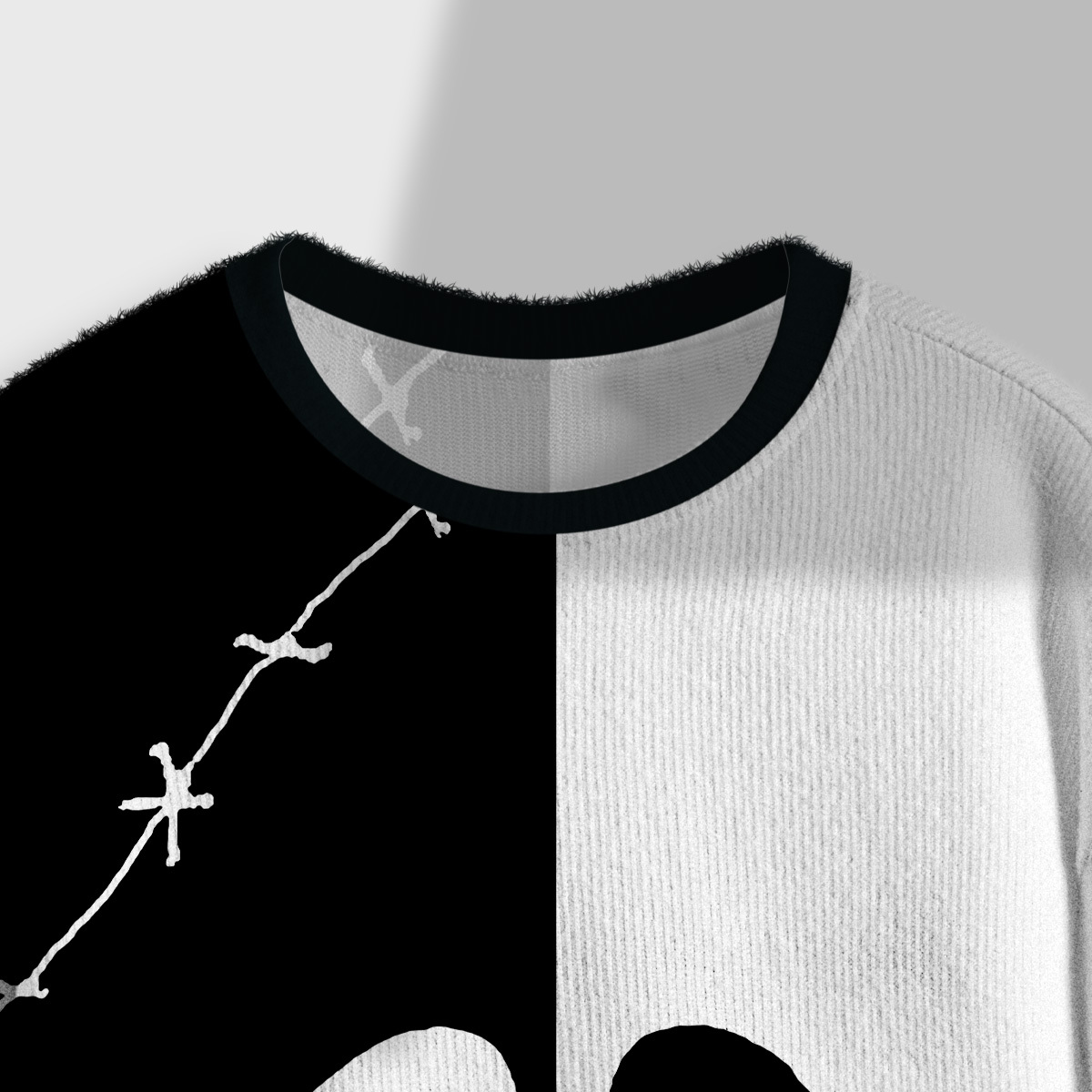 Purplehecate Nightmare Skeleton King Crop Fuzzy Ugly Sweatshirt