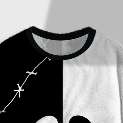 Purplehecate Nightmare Skeleton King Crop Fuzzy Ugly Sweatshirt