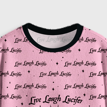 Purplehecate Live Laugh Lucifer Crop Fuzzy Ugly Sweatshirt
