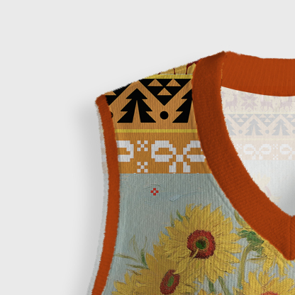 Purplehecate Sunflower Cat Ugly Sweater Vest