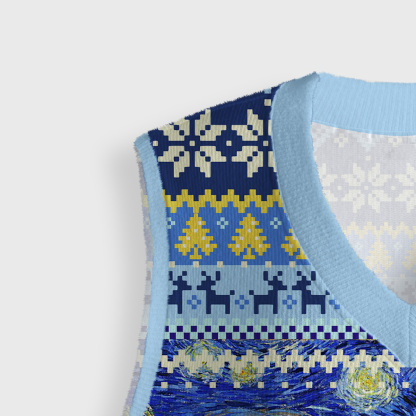 Purplehecate Witch Cat Under the Starry Night Ugly Sweater Vest