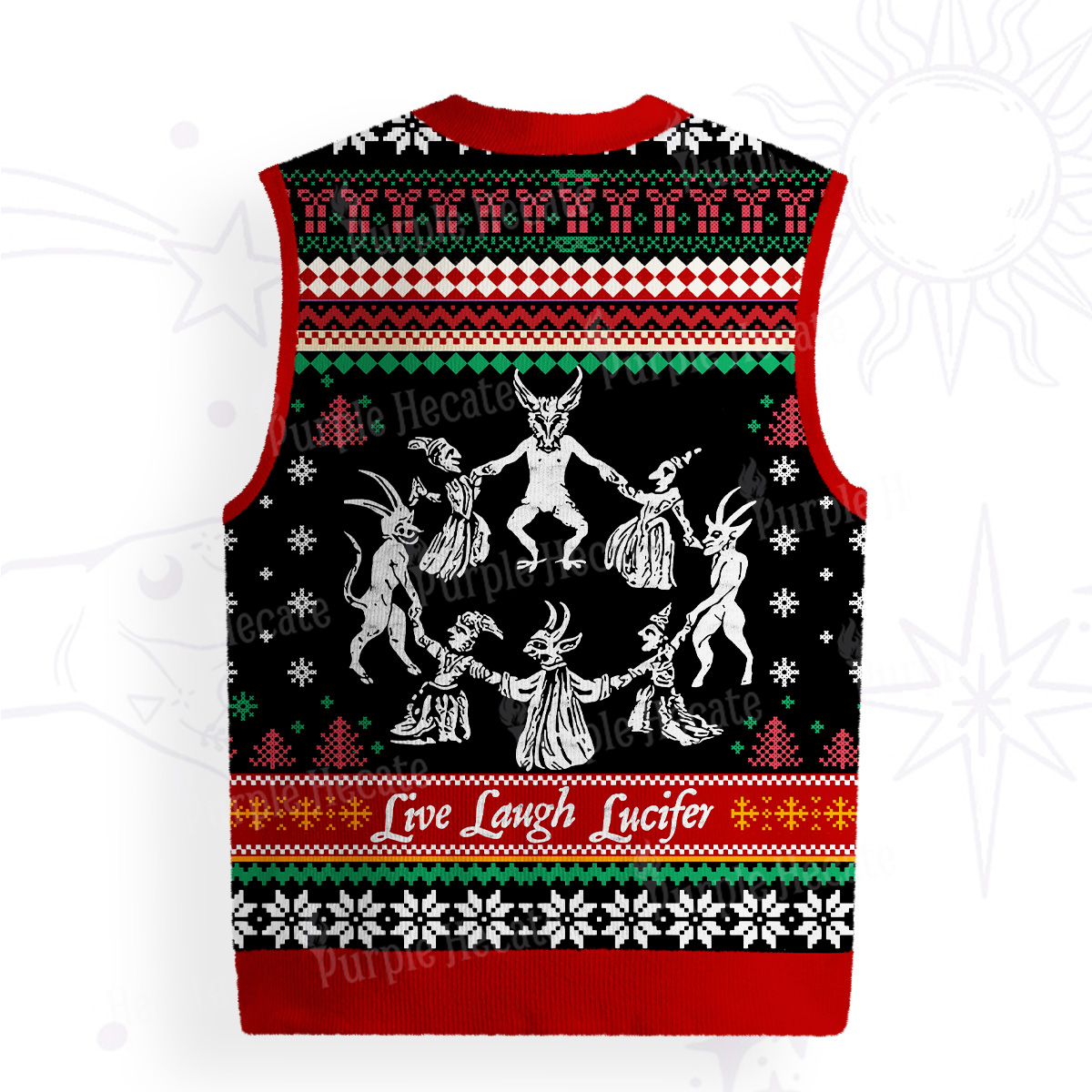 Purplehecate Live Laugh Lucifer Ugly Sweater Vest