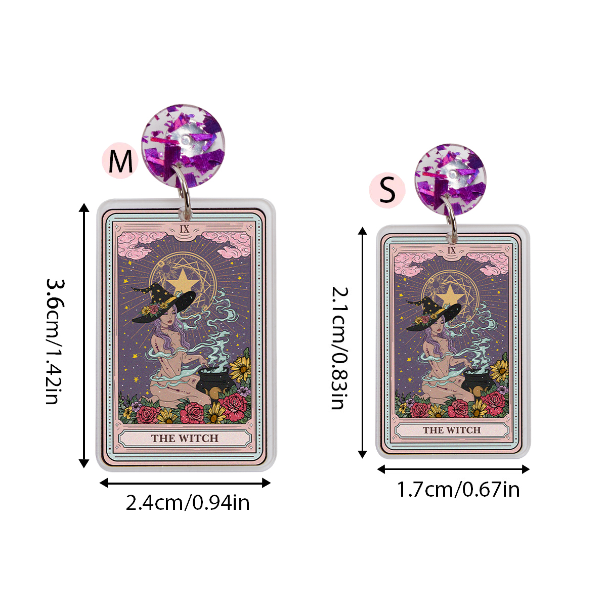 Purplehecate The Witch Tarot Acrylic Earrings