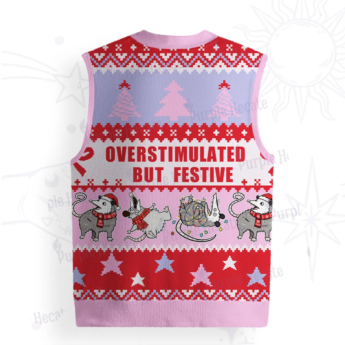 Purplehecate Overstimulated But Festive Possum Ugly Sweater Vest