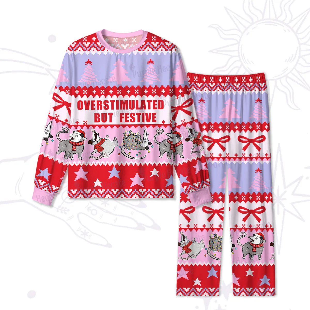 Purplehecate Overstimulated But Festive Possum Christmas Pajamas