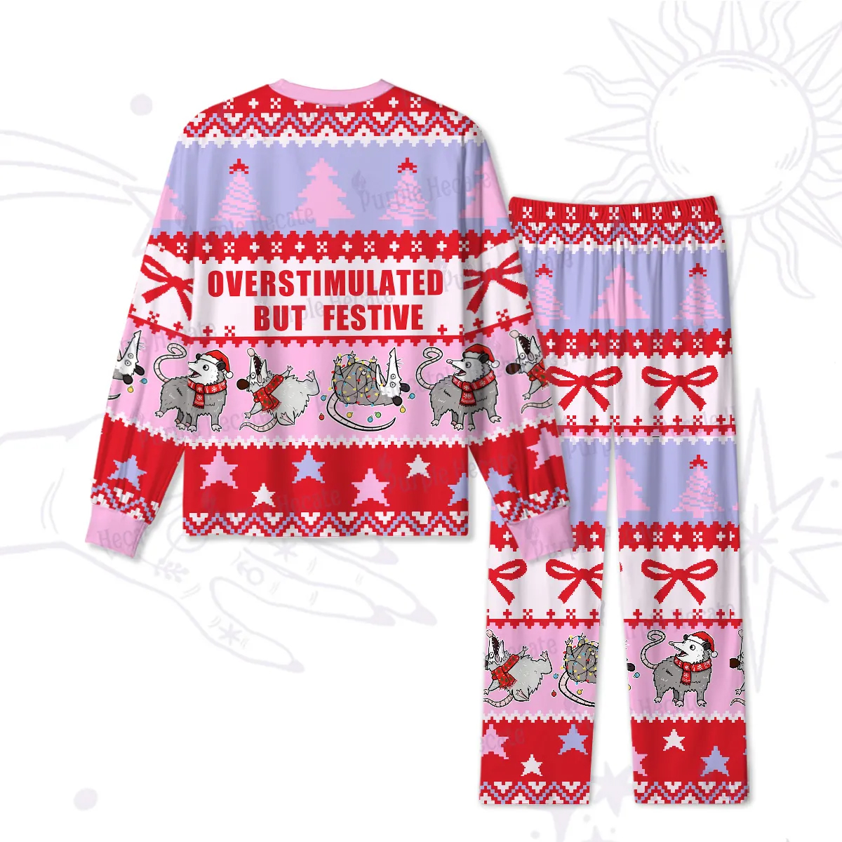 Purplehecate Overstimulated But Festive Possum Christmas Pajamas