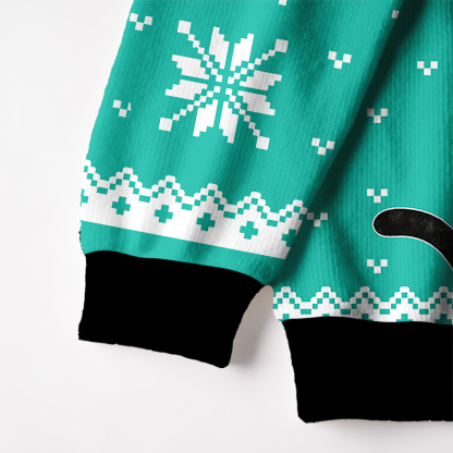 Purplehecate Christmas Black Cat Fuzzy Ugly Christmas Sweatshirt