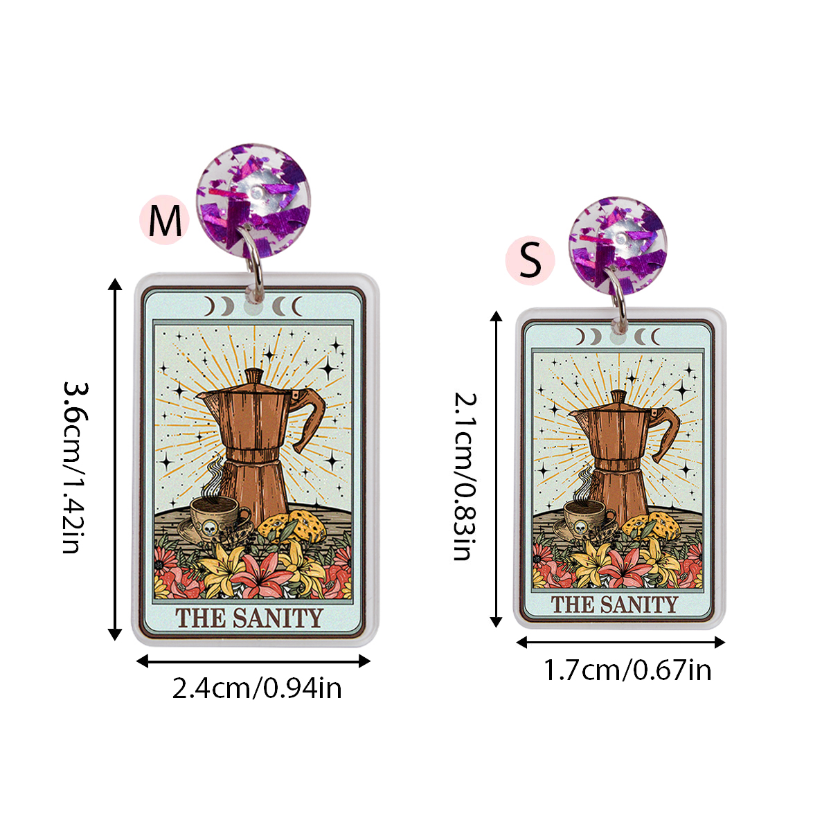 Purplehecate The Sanity Tarot Acrylic Earrings