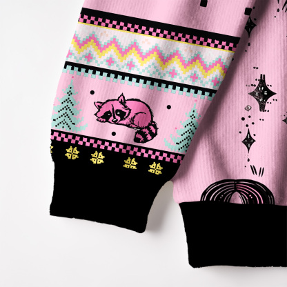 Purplehecate The Team Trash Raccoon & Possum Fuzzy Ugly Christmas Sweatshirt