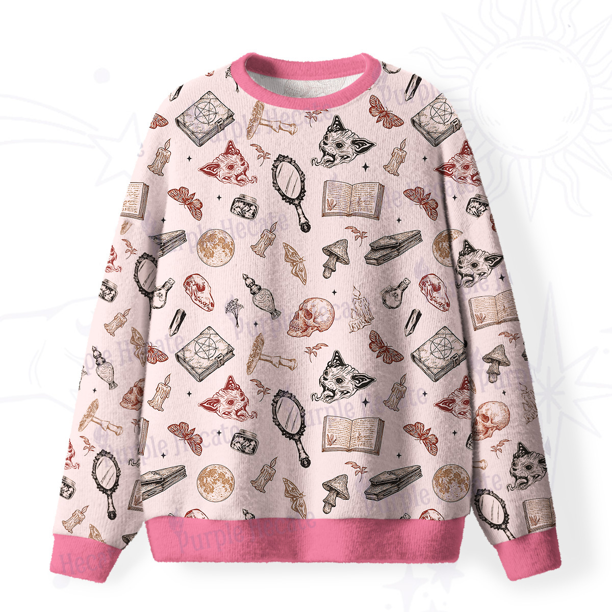 Purplehecate Witchcraft Study Fuzzy Ugly Christmas Sweatshirt