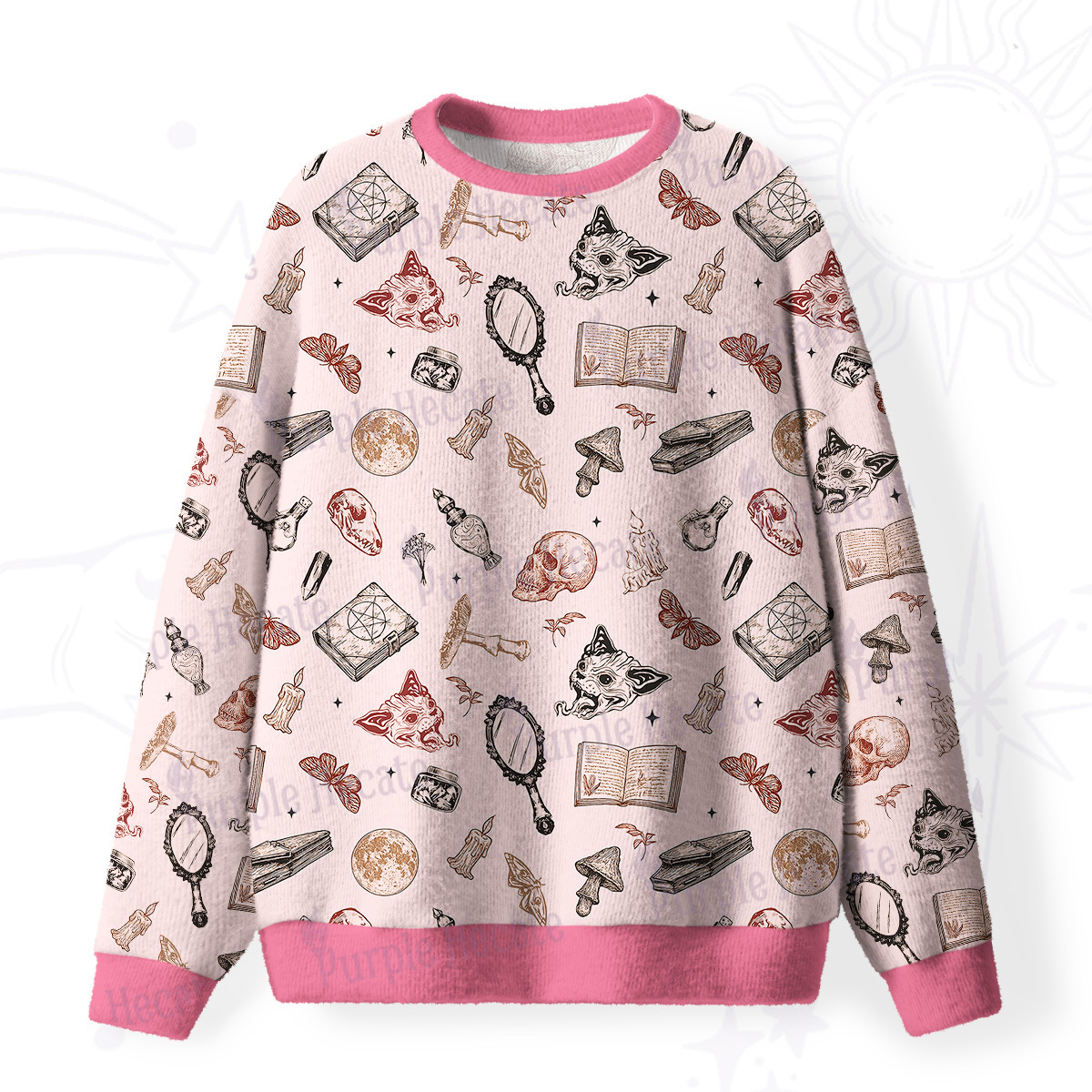 Purplehecate Witchcraft Study Fuzzy Ugly Christmas Sweatshirt