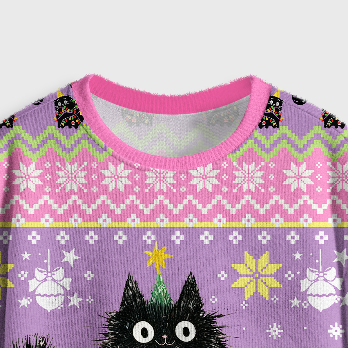 Purplehecate Funny Black Cat in Tree Crop Fuzzy Ugly Sweatshirt