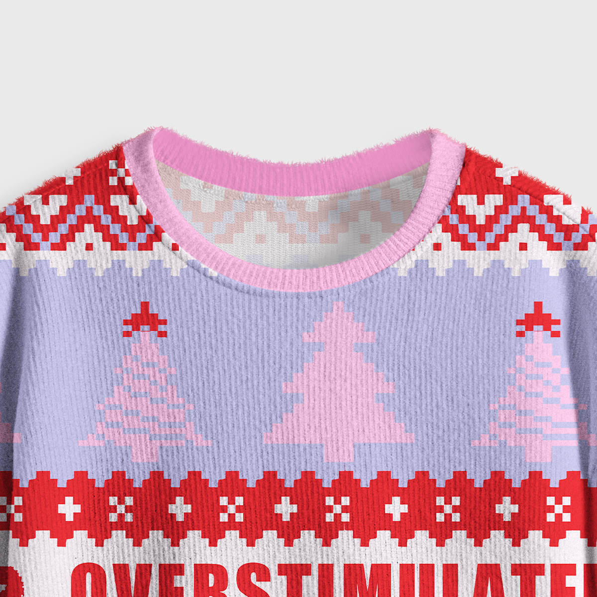 Purplehecate Overstimulated But Festive Possum Crop Fuzzy Ugly Sweatshirt