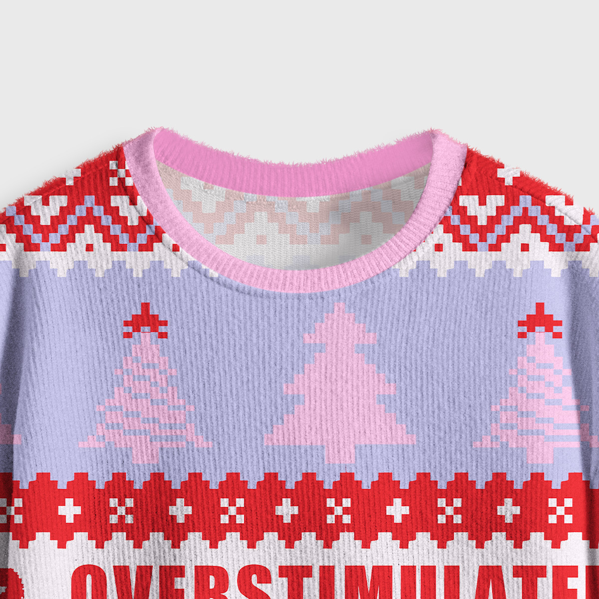 Purplehecate Overstimulated But Festive Possum Crop Fuzzy Ugly Sweatshirt