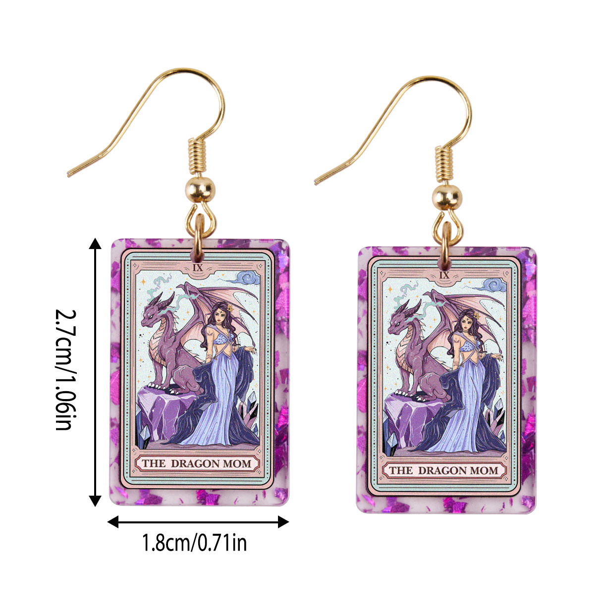 Purplehecate The Dragon Tarot Purple fragments Acrylic Earrings