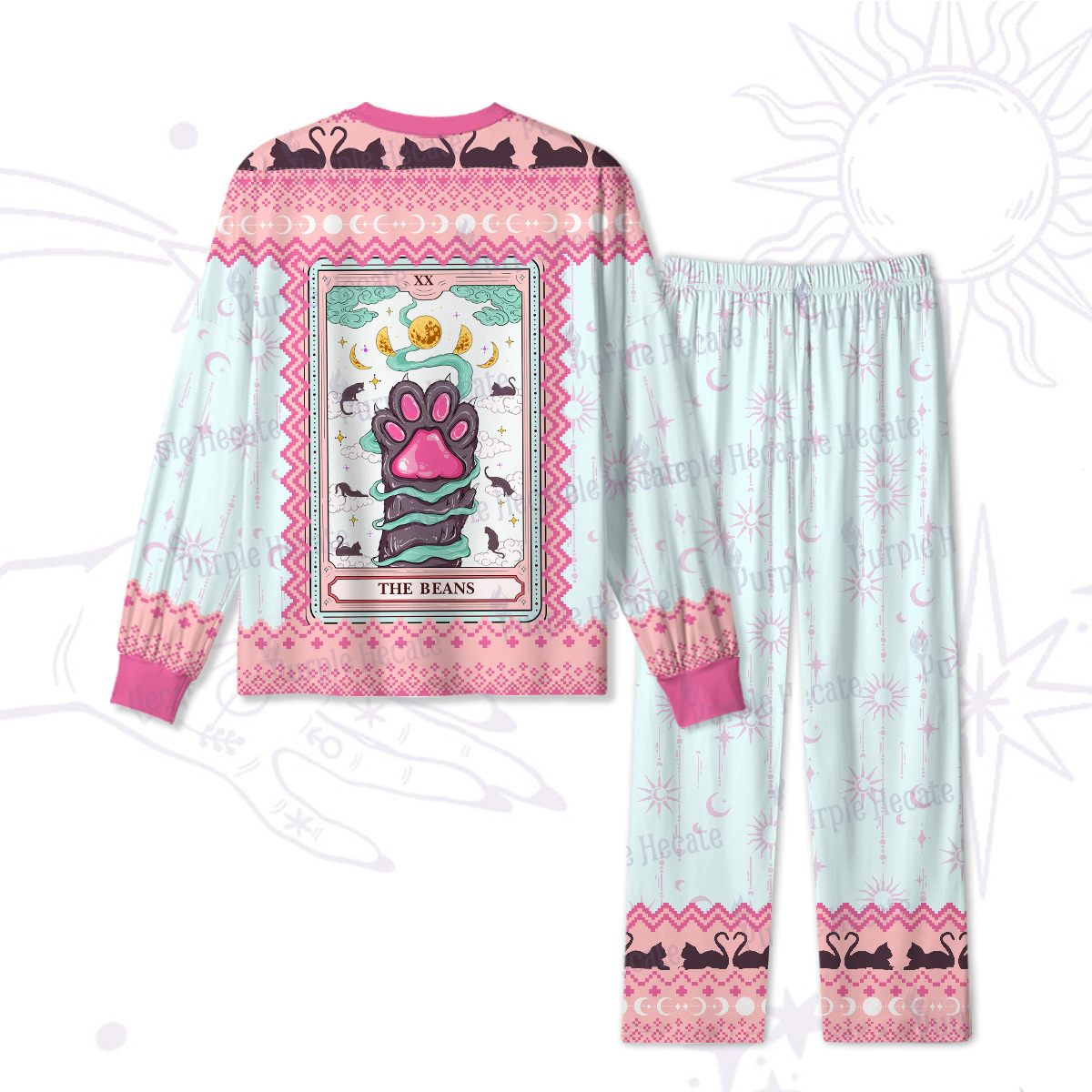 Purplehecate The Beans Cat Tarot Christmas Pajamas