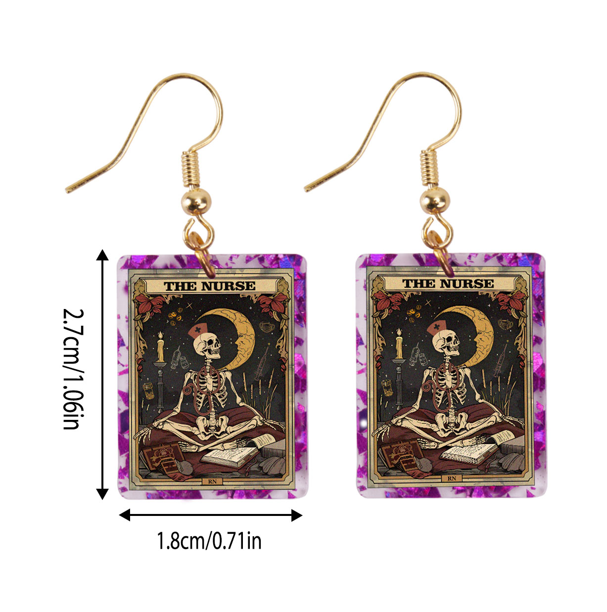 Purplehecate The Nurse Tarot Card Purple fragments Acrylic Earrings